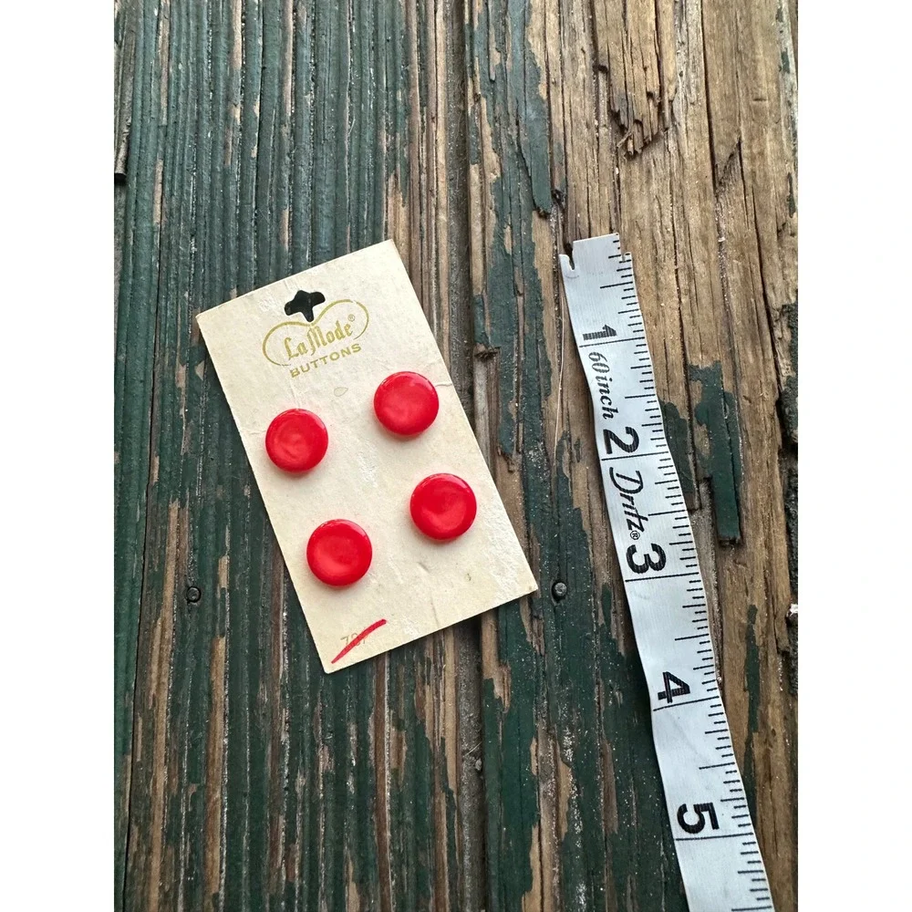 Vintage La Mode Red Buttons Made in France Size 22 9/16 Inch Set of 4 4342